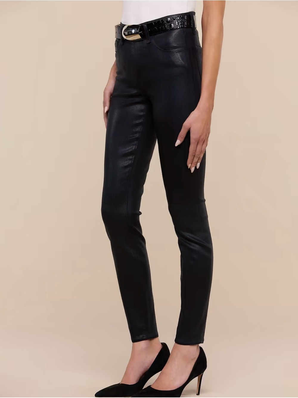 L'AGENCE Black Coated Skinny Jeans